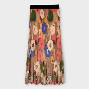 MADE IN ITALY Colorful Floral Pleated Skirt